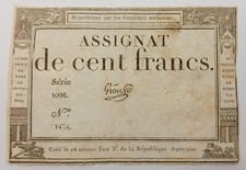 Billet ASSIGNAT DE CENT FRANCS 1795 Signé GROS (Signature N°24/50)