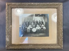 Ancien cadre photo déco en bois et plâtre avec vitre vintage début 20ème