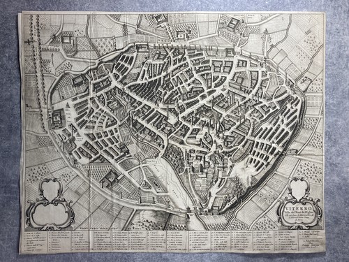 Gravure carte viterbo - gravure, pierre
