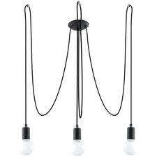 Lustre Tissu Noir E27 3 Edison