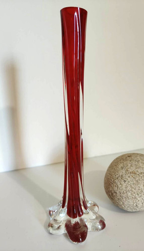 Vase vintage verre rouge et - vase, en