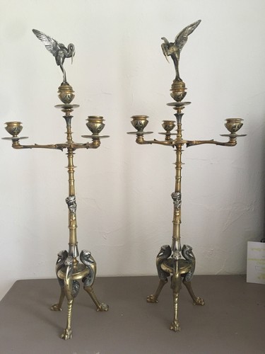 Paire chandeliers bronze - paire, en