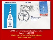 ARIANE L01 1er lancement 1st flight Official ERNO Space cover KOUROU 24/12/1979