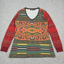 Desigual Femmes Sweat XL coton Shirt W Tricot Manches Rouge Vert Orange
