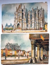 Lot de 4 cartes postales anciennes Beauvais Oise 60 Illustrations Barday