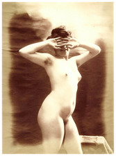 France, Nu Féminin aux Yeux Cachés vintage albumen print Tirage albuminé  23