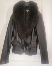 Veste cuir col fourrure - col,