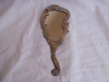 ANTIQUE FRENCH ENAMELED BRONZE HAND MIRROR,LATE 19th CENTURY.