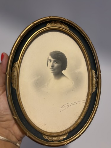 Cadre photo ovale doré - , et