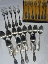 Ancienne Ménagère Derousseau Métal Argenté 84g - 12 cuillères et fourchettes