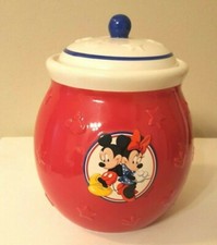 Disney Mickey and Minnie Mouse Red White and Blue Cookie Jar Ceramic