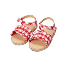 NEW JANIE AND JACK Toddler Girls Gingham Ruffle Sandal RED 9 * midsummer picnic 