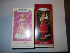 HALLMARK KEEPSAKE SPRINGTIME BARBIE 1997 & RUSSIAN BARBIE 1999 ORNAMENT 