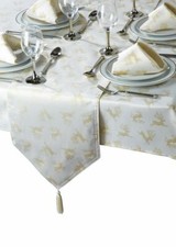 Nappe Jacquard En Crème Et Or