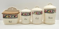 Vintage French SET 4 CERAMIC KITCHEN CANISTERS Food Storage Pots