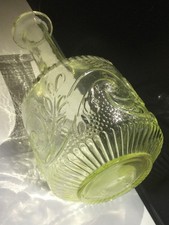 ANCIENNE CARAFE OURALINE XIXÈ VERRE SOUFFLÉ ET GRAVÉ VERT/ CABINET CURIOSITÉ