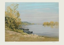 Jacques COQUILLAY LE PORT DE GENNES 1992 lithographie signée