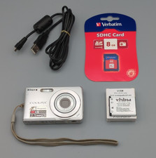 Nikon Coolpix S200 Digital Compact Camera 7.1MP Silver, New 8GB SD, Charger