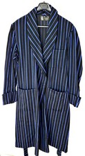 Robe de chambre Peignoir d’intérieur Homme Vintage rayé noir bleu ceinturé T.54