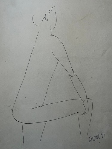 Ephebe curiosa dessin plume - curiosa,