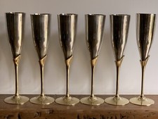 6 flûtes à champagne en métal argenté & laiton marque EPNS