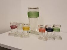 Rare carafe et ses 6 verres forme de botte vintage kitsch