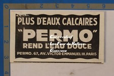 PERMO ADOUCISSEUR EAU  publicité 1933 advert