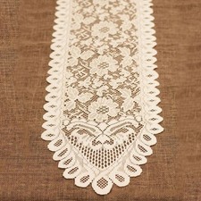 Nappe mariage blanche décor NOEL fleurs coureur fournitures vintage