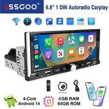 6.9 Zoll 1 DIN Apple CarPlay Autoradio Android 14 GPS Navi BT WIFI RDS FM 4+64GB