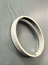 Ancien Bracelet Gourmette Argent Massif Silver Maille Jonc art nouveau fleurie 