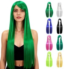 Perruque blanche de 80 cm de long, perruque synthétique blanche lisse pour  X2N7