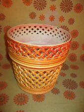 Vintage 70s Ancien CACHE-POT 19,5x19,5cm en PLASTIQUE AJOURE SYLA? FRANCE Plante