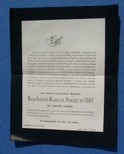 FAIRE PART DECES 1885