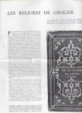 Les reliures de Grolier / article revue des Arts ©1952.