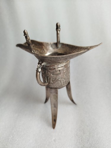 Vase tripode jue argent chine - tripode,