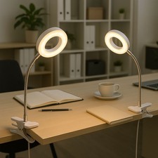 Lampe De Table À Pince Lampe De Chambre Flexo Blanc 1X LED Ensemble De 2