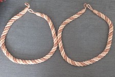 PAIRE D'EMBRASSE CORDON  ROSE CHAMPAGNE CREME  POUR RIDEAUX PASSEMENTERIE HOULES