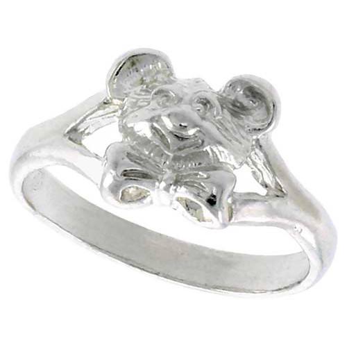 Bague tête ours - bague, argent