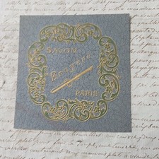 Etiquette Savon Bruyère Paris 1900 Parfum Ancien Gaufré Antique Label Perfume