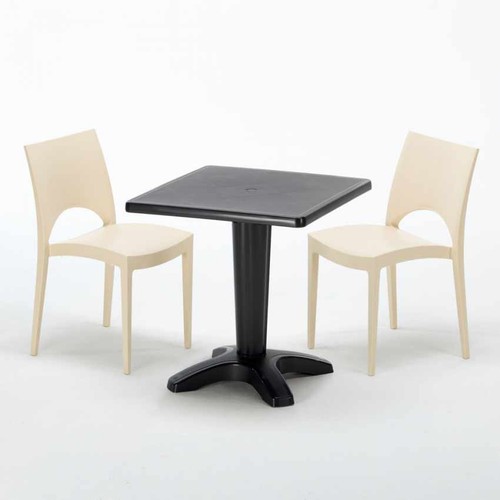 Table carrée noire - table,
