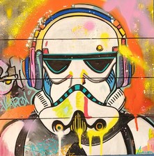 Tableau Street art sur bois "Stormtrooper" par Caronart