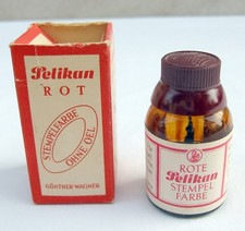 FLACON ENCRE ROUGE Pélikan -TAMPON ENCREUR - PUBLICITE - INK - ANCIEN - VINTAGE