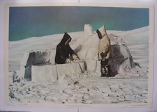 Tableau Iglo Esquimo Neige House Vintage Igloo Chart 92x64 ~1957 Ice Âge Canada