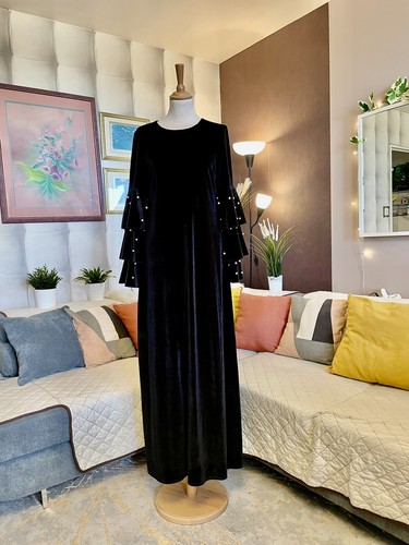 Longue robe velours noire - robe,
