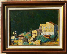 Tableau huile sur toile. Paysage  Corse. le village de PIGNA . Encadré 60 X 47