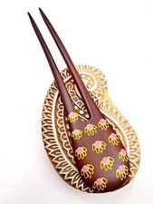 Pic à cheveux double en bois fleur,pique à chignon,fourche bâton baguette rose