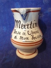 Super pichet patronymique en faïence de Sinceny .. 18 ème