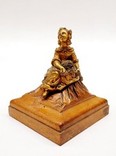 Sculpture bronze Jeune fille aux épis de blé socle bois Acajou 2nd moitié XIXe 