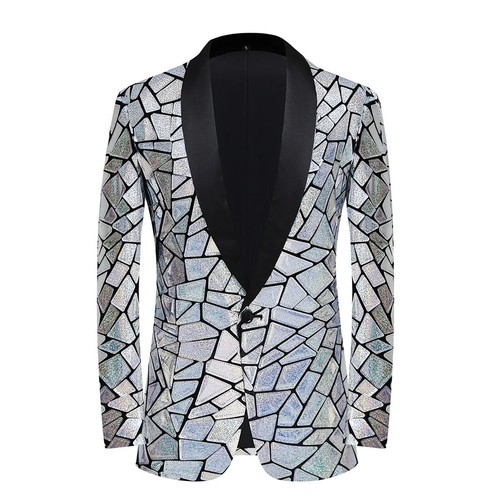 Men laser sequin blazer jacket - men,