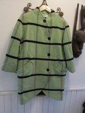 superbe manteau vintage courrèges en laine vert anis et noir 42